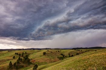 Spring thundershower over northern Wind Cave National Park.