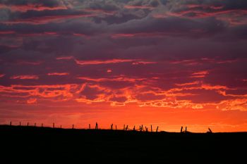 Sunset over an old corral north of Oacoma.