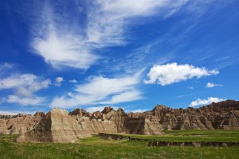 Blue sky badlands.