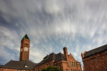 Post storm clouds above the Old Courthouse Museum in downtown Sioux Falls.