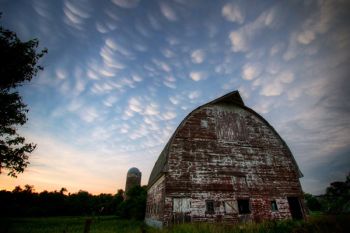 Mammatus clouds on the edge of evening in rural Turner County.