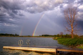 Rainbow after a storm passed over Scott Slough northwest of Hartford.