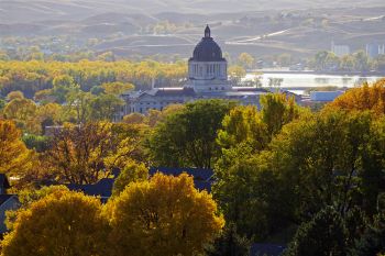 Late afternoon light over Pierre and Fort Pierre.