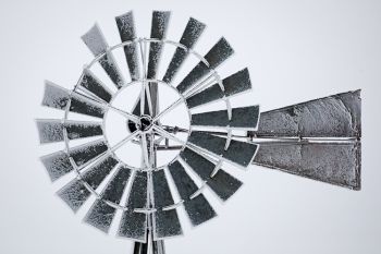 Ice buildup on a prairie windmill on Christmas Day.