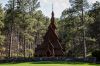 The Norwegian Department of Antiquities provided a set of blueprints from the Borgund church, built around the year 1150, to be used in construction. Financing for the chapel came from a local Norwegian benefactor, Arndt E. Dahl.