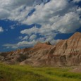 Cumulus clouds over the Badlands.