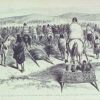 An artist s drawing of Crazy Horse and his Lakota people as they traveled to the reservation in 1877.