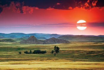 The Expedition traveled through badlands country (from right to left) southwest of Buffalo on July 14, 1874. Custer’s men had six more days to travel before reaching the Black Hills.