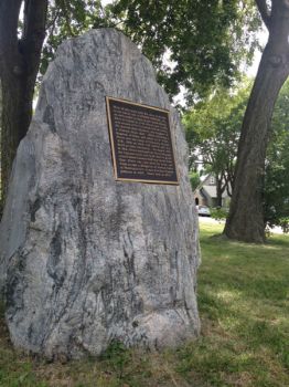 A monument to trader and translator Pierre Dorion stands near his gravesite at Second and Locust in Yankton.