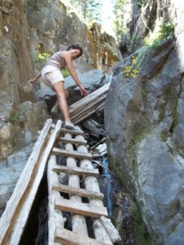 A ladder helps visitors ascend.