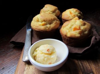 Warm, sweet clementine muffins with orange honey butter bring a glow to our chilly South Dakota spring. Photo by Fran Hill.