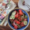 Fresh, bright and cool, this watermelon-cucumber concoction makes a great summer salad. Photo by Fran Hill.