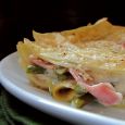Ham and asparagus lasagna combines the flavors of a traditional Easter meal with hearty pasta and a creamy cheese sauce.