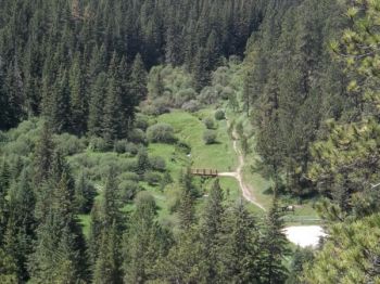 View of Timon Campground from the cave entrance above.