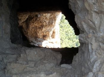 Looking into the cave.