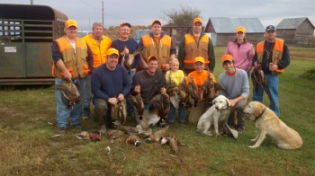 Watertown attorney (and writer) Lee Schoenbeck's family and friends gathered for a photo after Saturday's hunt.