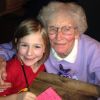 Margaret Hunhoff, with her great-granddaughter Laura — a seven-year-old poet.