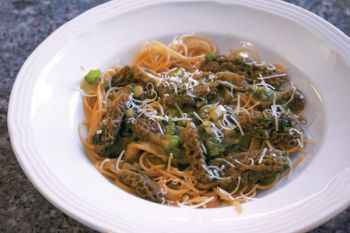 Johnson used her harvest in a light citrus mushroom pasta.