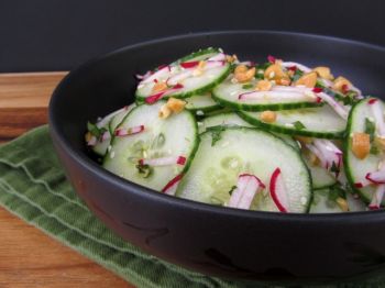 Peanuts, lime and ginger add Asian flare to this cool summer salad.
