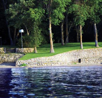 Gust Gruba hand-split stones he and his brother, Stanley, used to build lakefront walls.