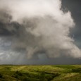 This thunderstorm produced rotation and a lowering cloud as it crossed the Jim River in Hutchinson County.