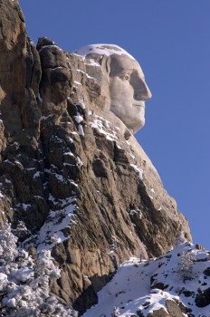 From the southwest on Highway 244, the profile of our first president stands out against the sky.