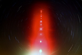 A 45 or 50 minute exposure taken the same night as the barn photos. A heavy dew settled in during that time and fogged up my lens for a unique and unexpected effect on this image of a cell tower near Salem.