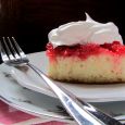 Strawberry Rhubarb Upside-down Cake is a vintage church cookbook treasure. Photo by Fran Hill.