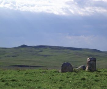 It will never be known for sure if Denny Jensen plucked the right three stones from an old rock pile, but the placement of these three evokes the star-crossed lovers of Arikara legend. 