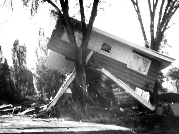 This photo by Keith Johnson shows one of the 770 homes destroyed by the 1972 flood. Photo courtesy of the Rapid City Public Library.