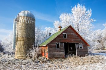 Red, white and blue (plus a little green) on a winter’s day in rural Minnehaha County.