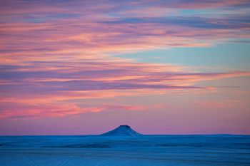 Thunder Butte at sunset in Ziebach County.