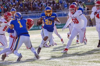 Pierre Strong (now with the New England Patriots) breaking free for a touchdown run in 2018.