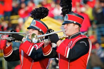 USD’s marching band performed at halftime of the game in 2012.