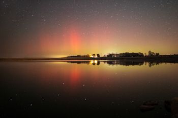 Faint northern lights over Scotts Slough near Hartford.