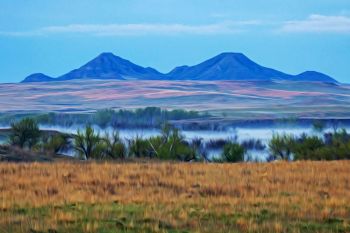 Deers Ears Buttes just before sunrise in rural Butte County.