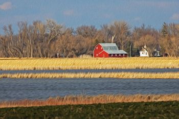 A first attempt with the oil filter used on an image of a red barn found along the Brookings and Deuel County line.