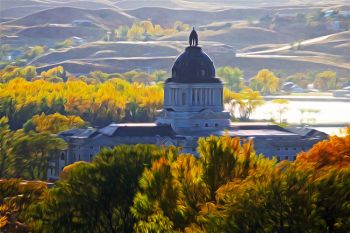 The State Capitol with autumn accents.