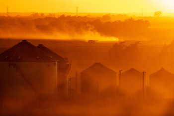 Harvest haze at sunset in Yankton County.