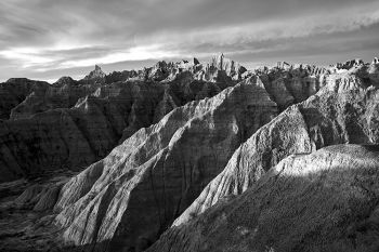 The last sunlight of the day at Norbeck Pass in Badlands National Park.