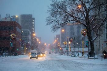 Phillips Avenue with heavy snow.
