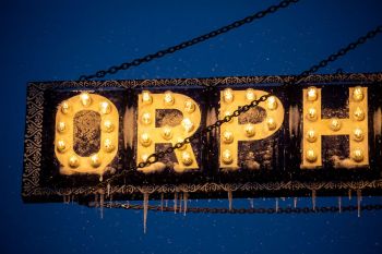 Icicles on the Orpheum Theater sign.