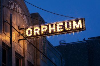 Icicles on the Orpheum Theater sign.
