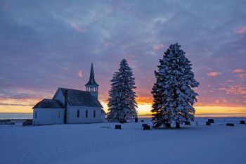 Zoar Lutheran at sunset, Day County.