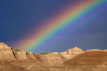 Rainbow close-up at Badlands National Park.