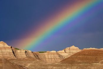 Rainbow close-up at Badlands National Park.
