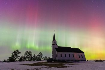 Belleview Lutheran with northern lights.
