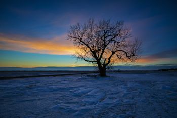 Winter sunset in Minnehaha County.