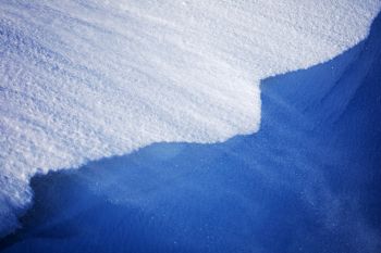 Blowing snow with blue shadows in Union County.