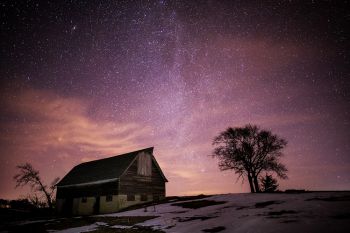 Low clouds reflecting the lights of Parker and Marion added color to this rural Turner County night sky scene.